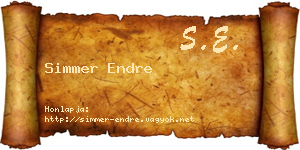 Simmer Endre névjegykártya